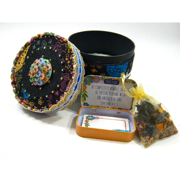 Keepsake Jewelry Trinket Box for Mementos Desk Items w/ Mini Journal + Potpourri - Picture 1 of 16
